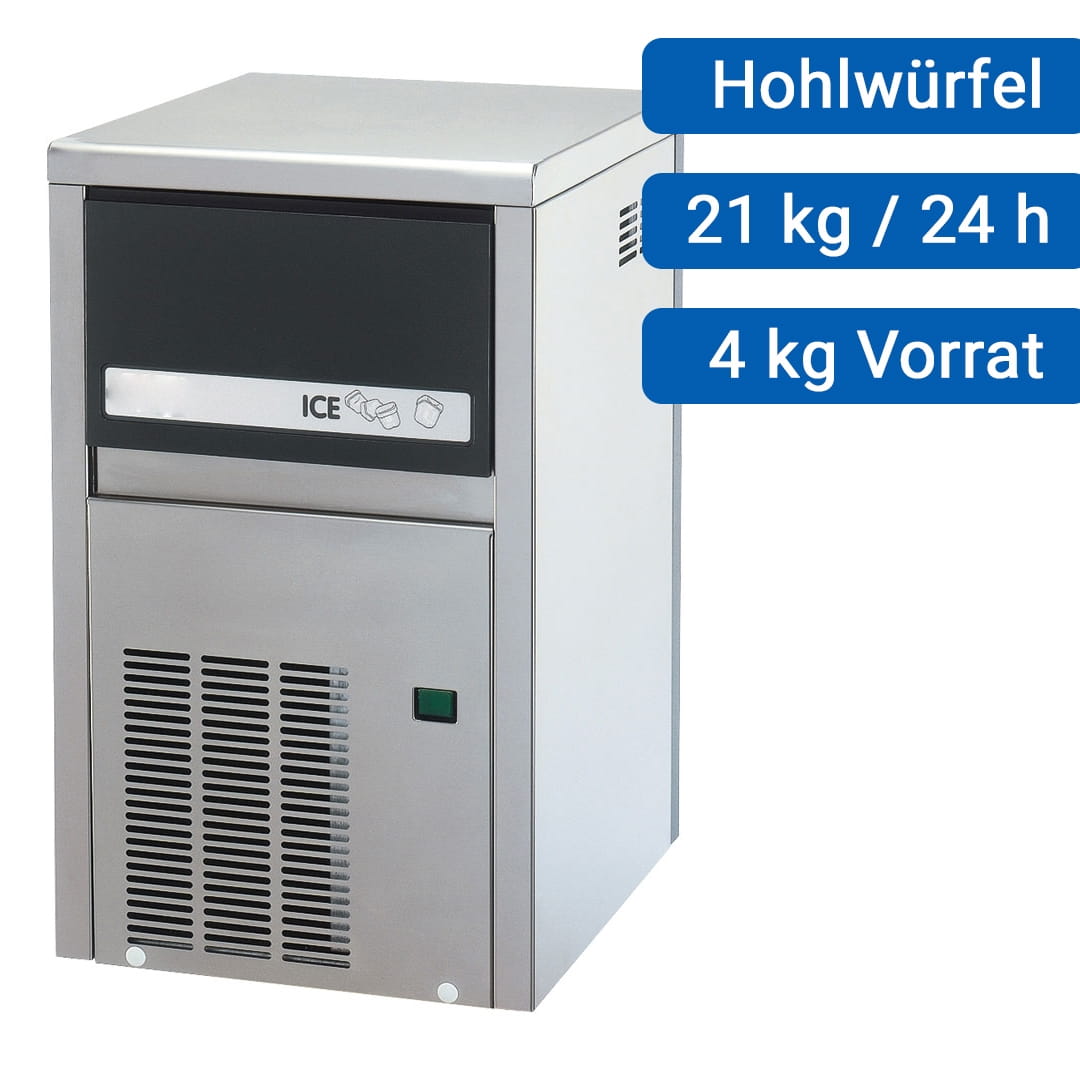 Eiswürfelbereiter luftgekühlt, 21kg/Tag, 4 kg Vorrat, Hohlwürfel