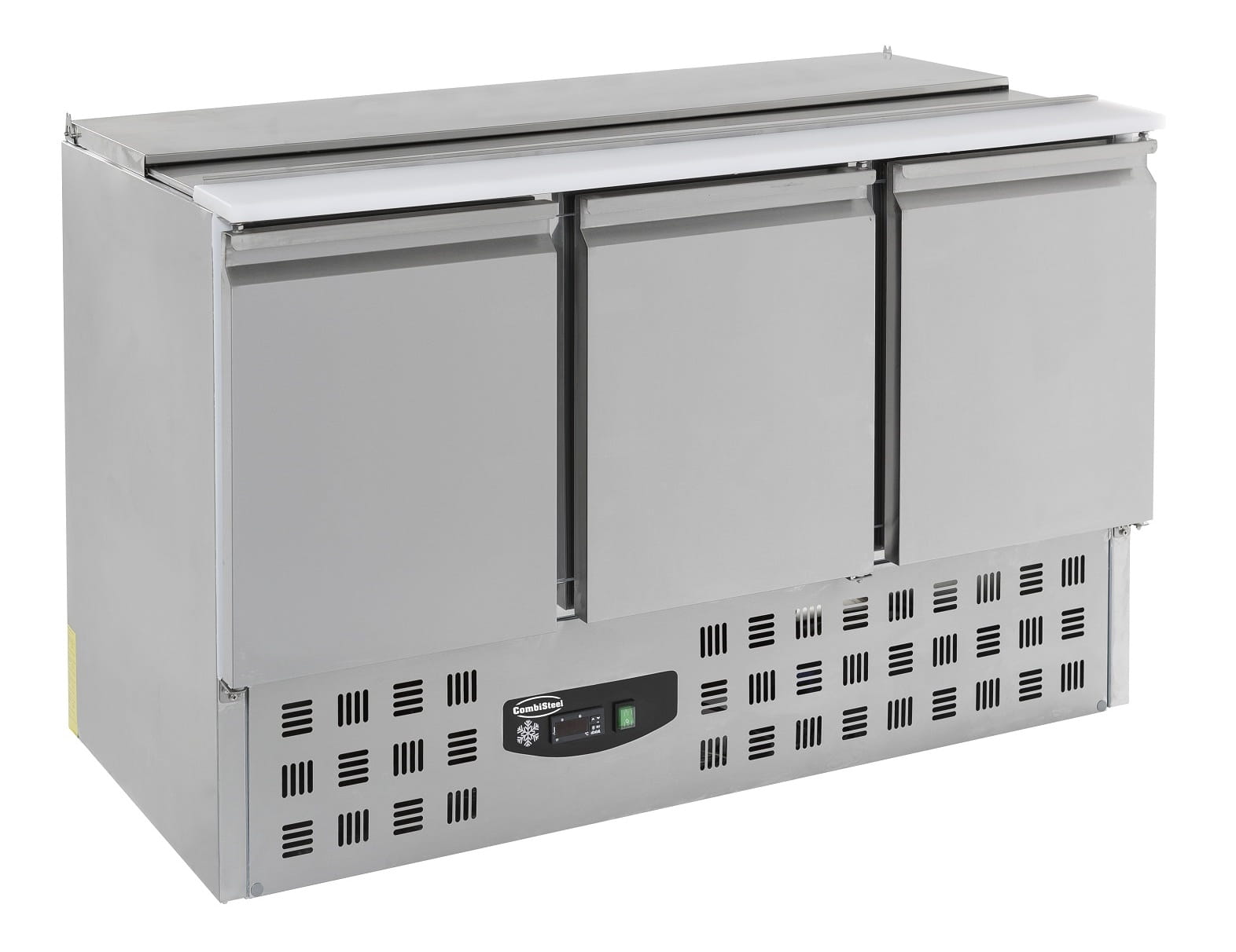 Saladette, 368 Liter, +2 bis +8 °C, 3 Türen, Edelstahl, statische Kühlung, autom. Abtauung