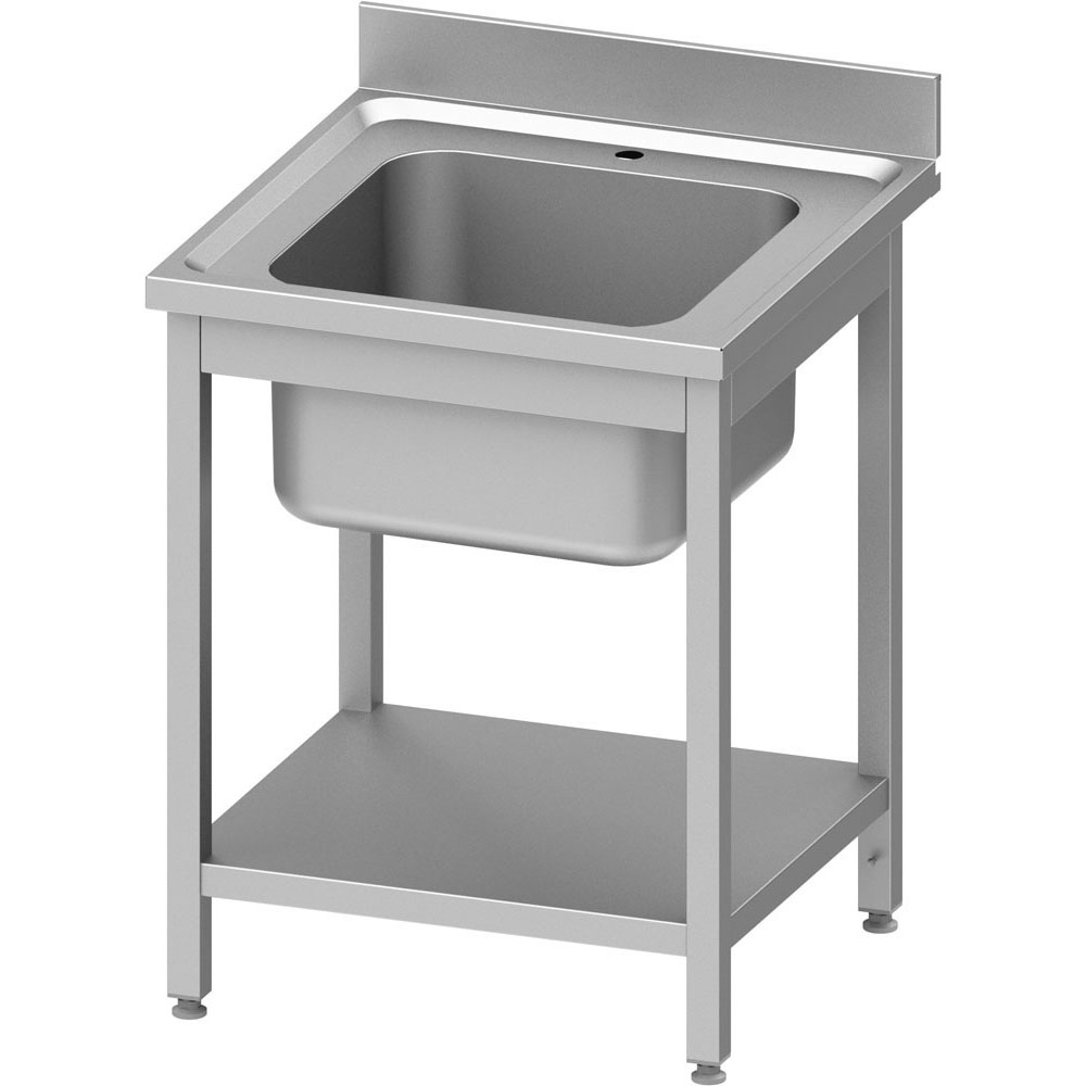 Spültisch ECO mit einem Becken, Grundboden und Aufkantung 700mm Tiefe