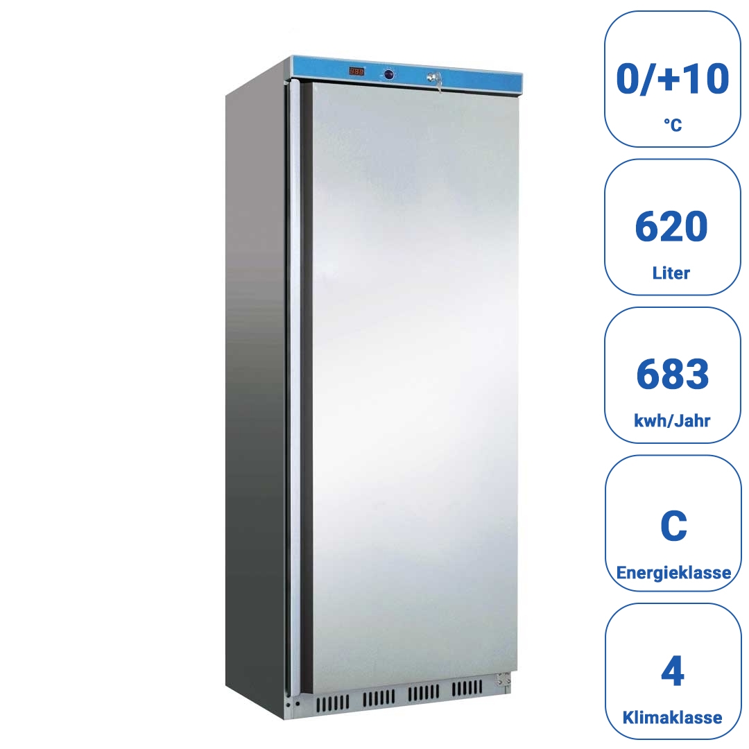 Kühlschrank, Edelstahl, 600 Liter, Umluftkühlung