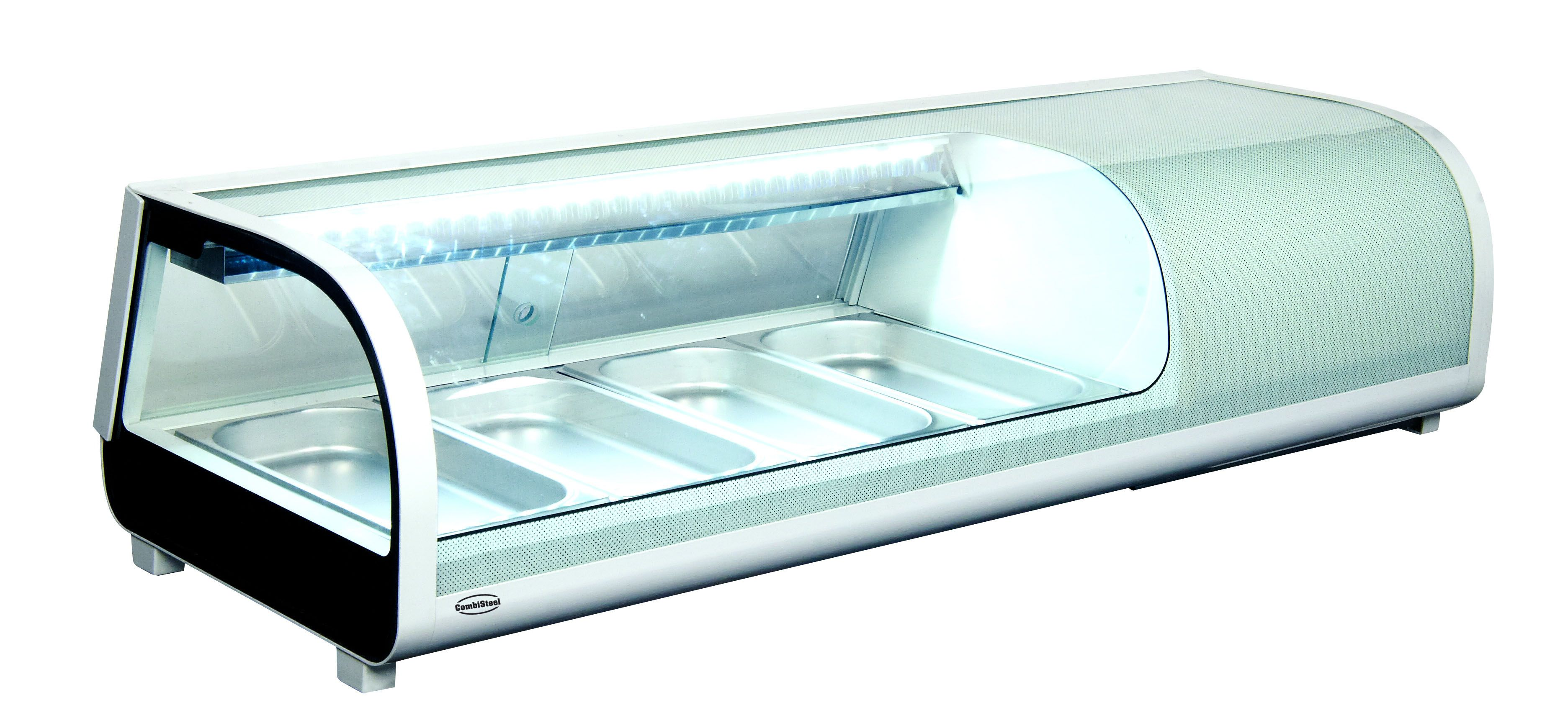 Sushi-Vitrine, 0 bis 12 °C, 4 x 1/3 GN / 42 Liter, statische Kühlung