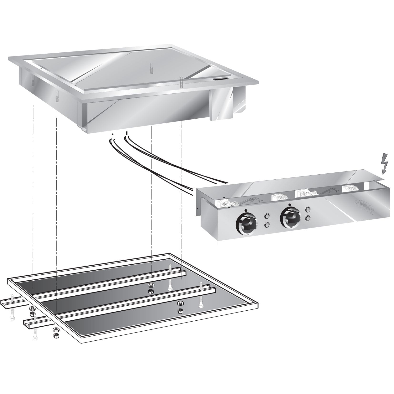 STOCK Elektro-Grillplatte, hartverchromt, Einbaugerät
