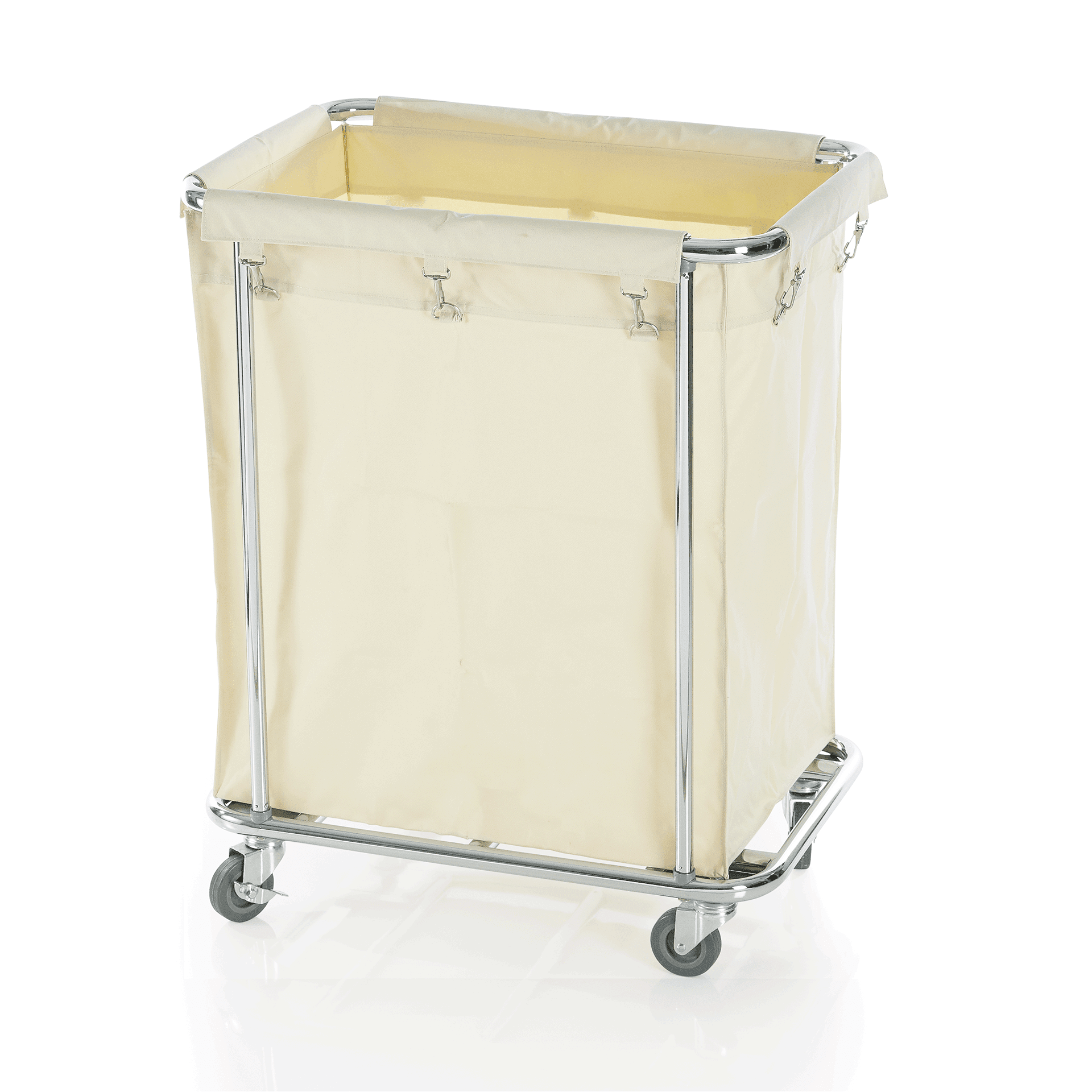 Wäschewagen - 8 kg - verchromt - verchromt - 4 schwenkbare Rollen Ø 7,5 cm, davon 2 mit Feststeller,