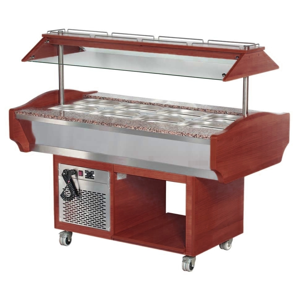 SOLOTEC Kaltbuffet 4/1 GN, +2 / +10°C, mit statischer Kühlung in Mahagonioptik