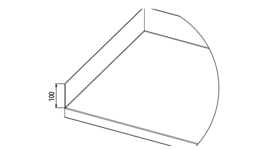 Aufkantung, 100mm Höhe, laufende Meter
