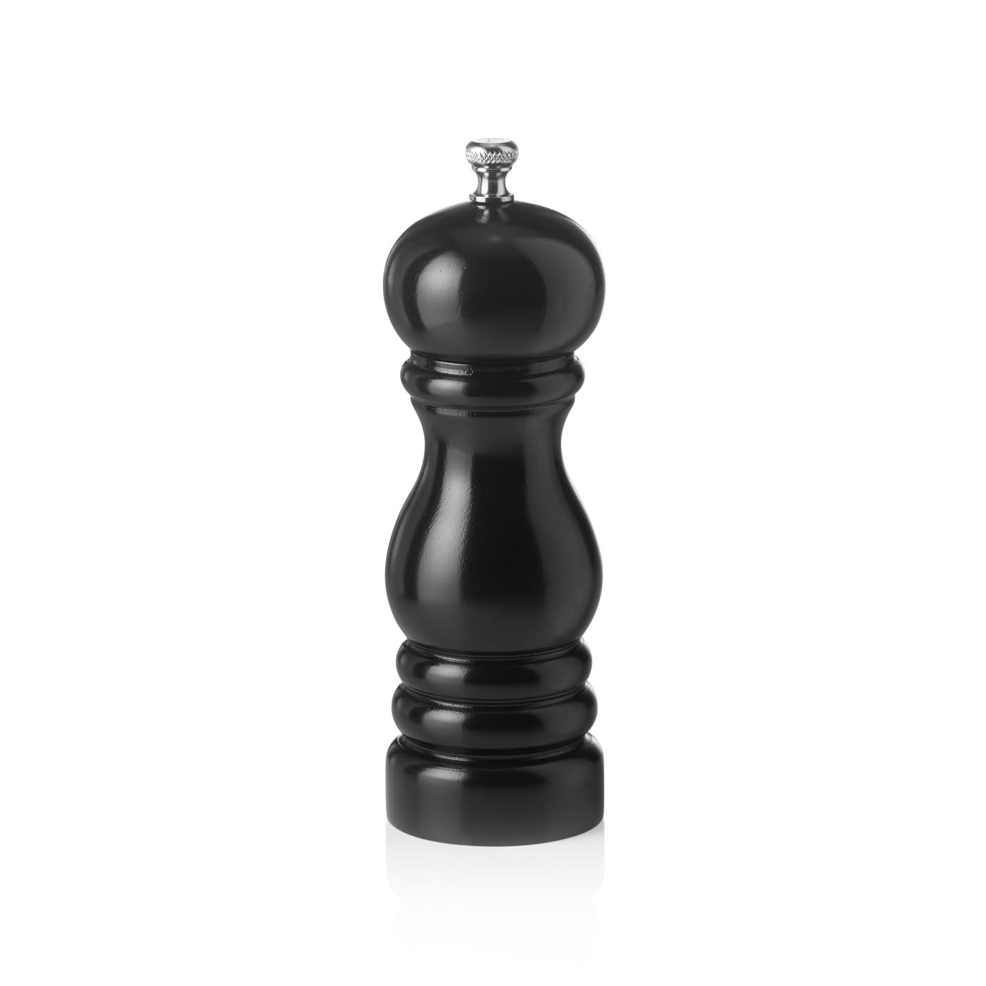 Pfeffermühle, klassisch, Holz, Keramik-Mahlwerk, glänzend schwarz, Ø 54 x H 150 mm