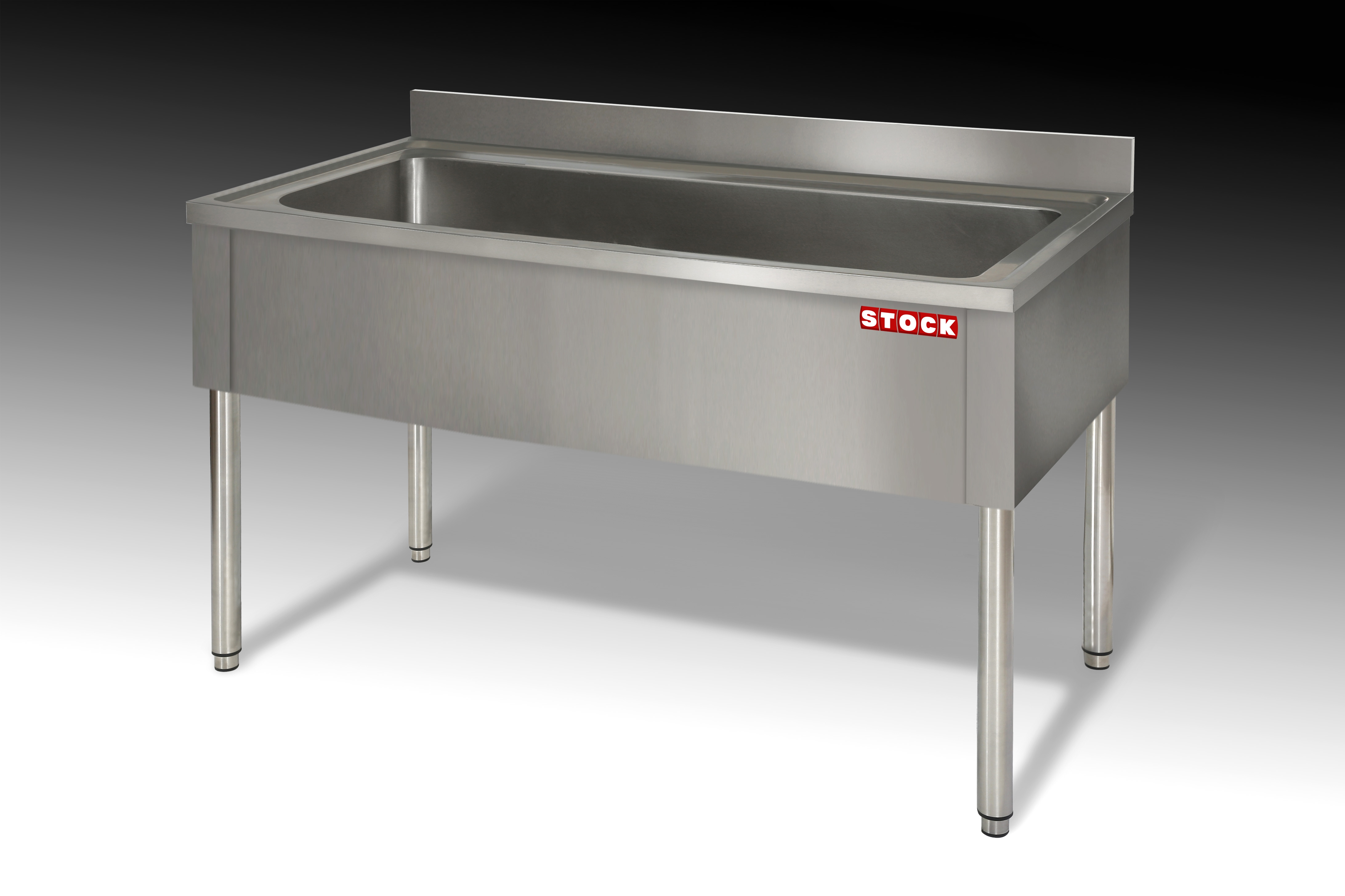 STOCK Topf- und Behälterspüle, 1 Becken, offener Unterbau, runde Beine