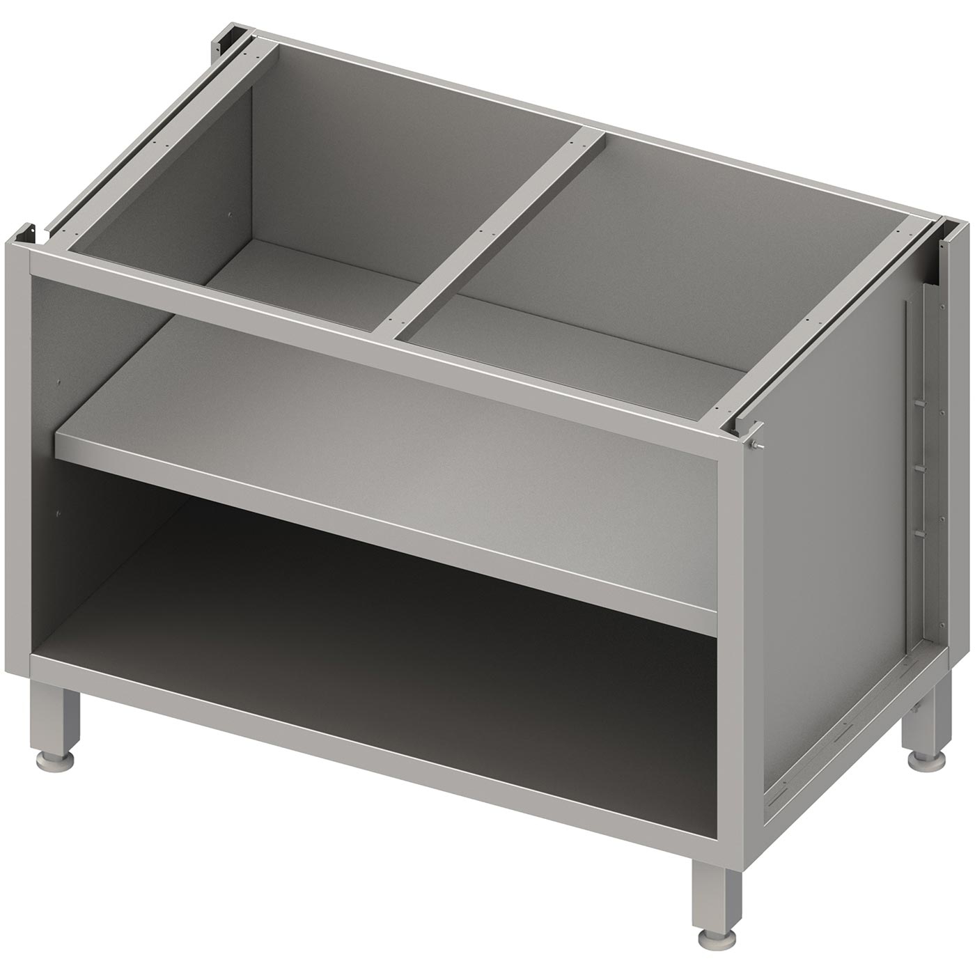 Unterschrank-Modul, offen, Zwischenboden, T 640 mm, Fuß 200 mm, ohne Platte