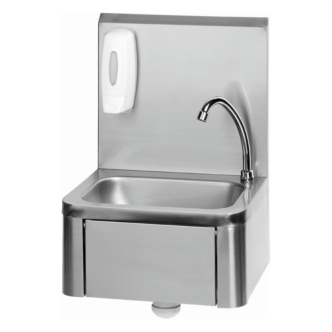 Handwaschbecken, mit Kniebedienung & Spritzschutz
