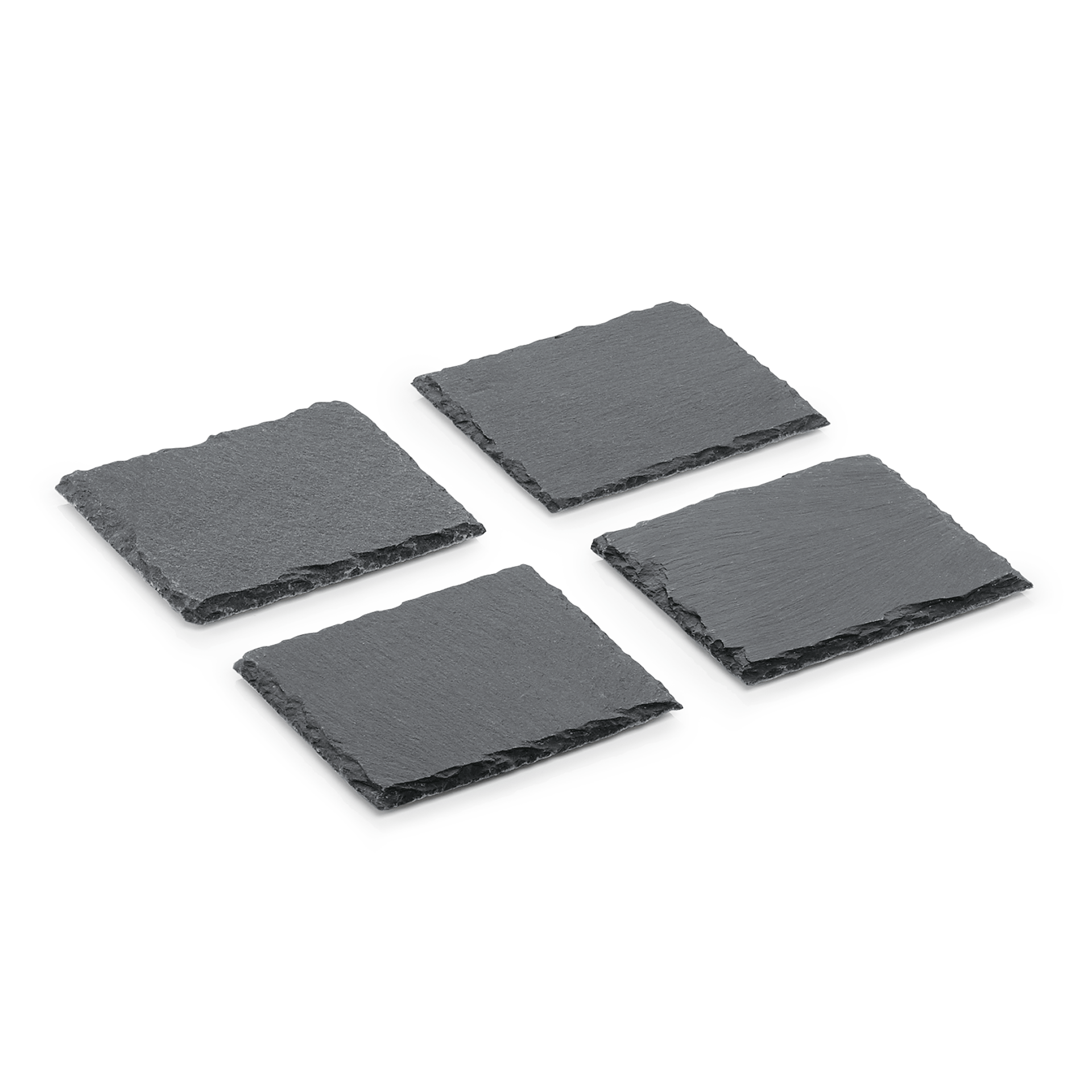 Naturschieferplatte 100x100 mm, 4er-Set, rutschhemmende Füße