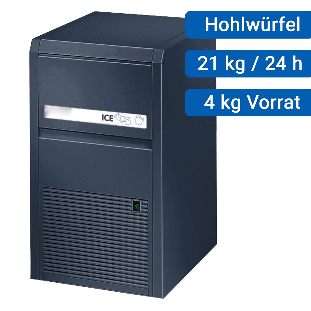 Eiswürfelbereiter luftgekühlt, 21kg/Tag, 4 kg Vorrat, Hohlwürfel