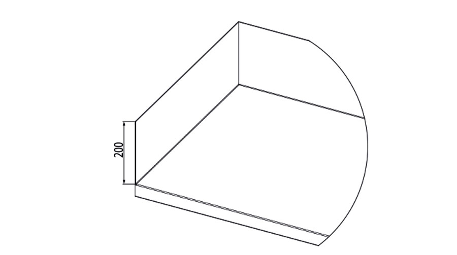 Aufkantung, 200mm Höhe, laufende Meter