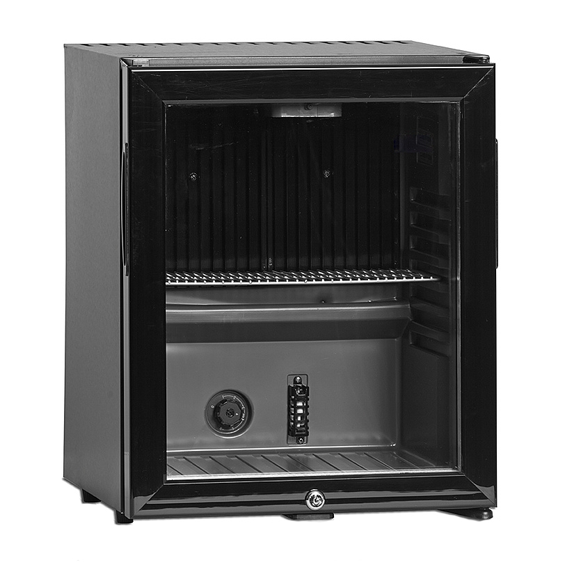 Premium Minibar, abschließbare Glastür, LED-Beleuchtung, 32 Liter