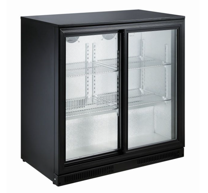 Barkühlschrank, 198 Liter schwarz, zwei Schiebetüren