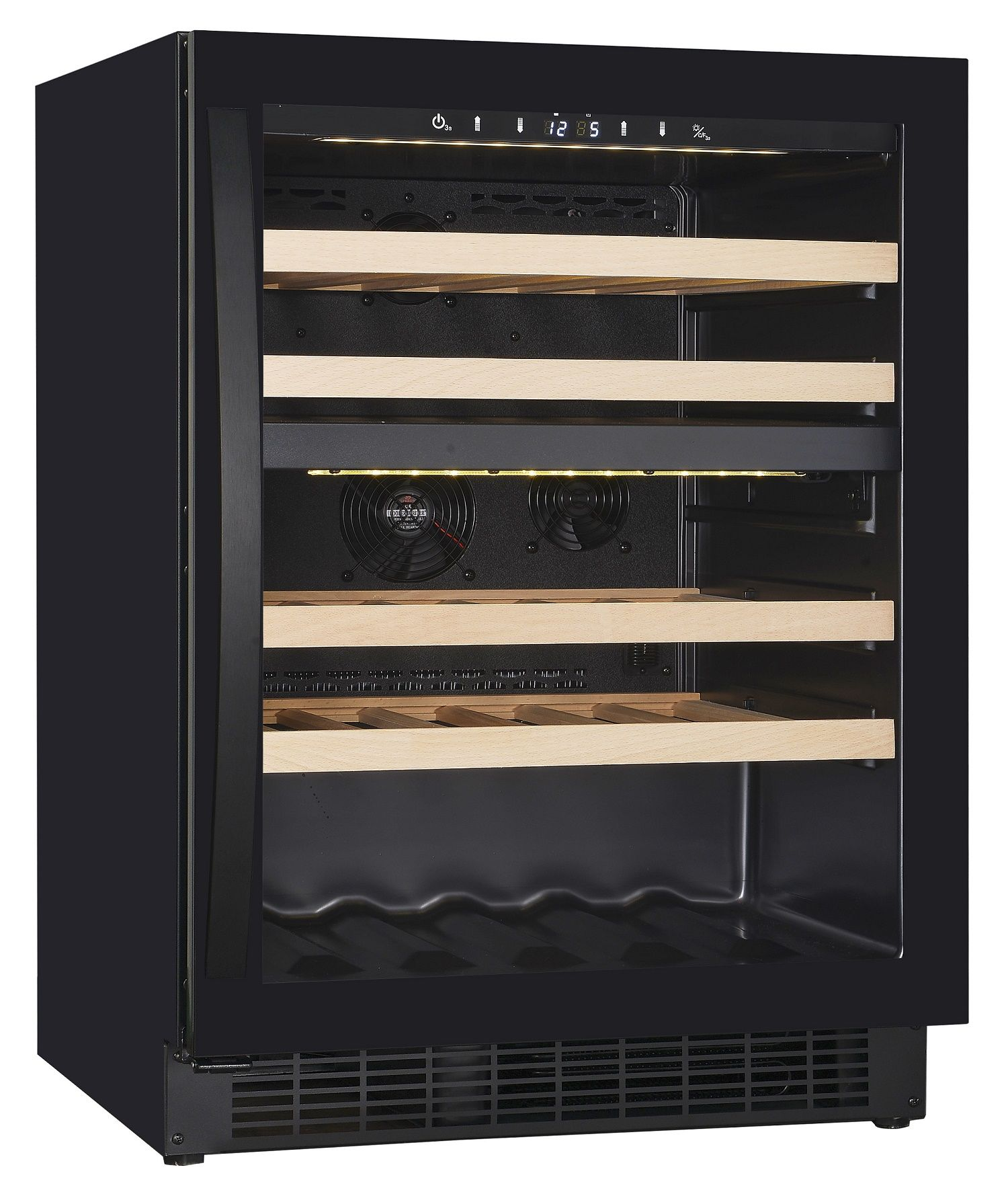 Weinkühlschrank, 119 Liter, bis 39 Flaschen, +5 bis +20 °C, 2 Zonen, 1 Glastür, Umluftkühlung
