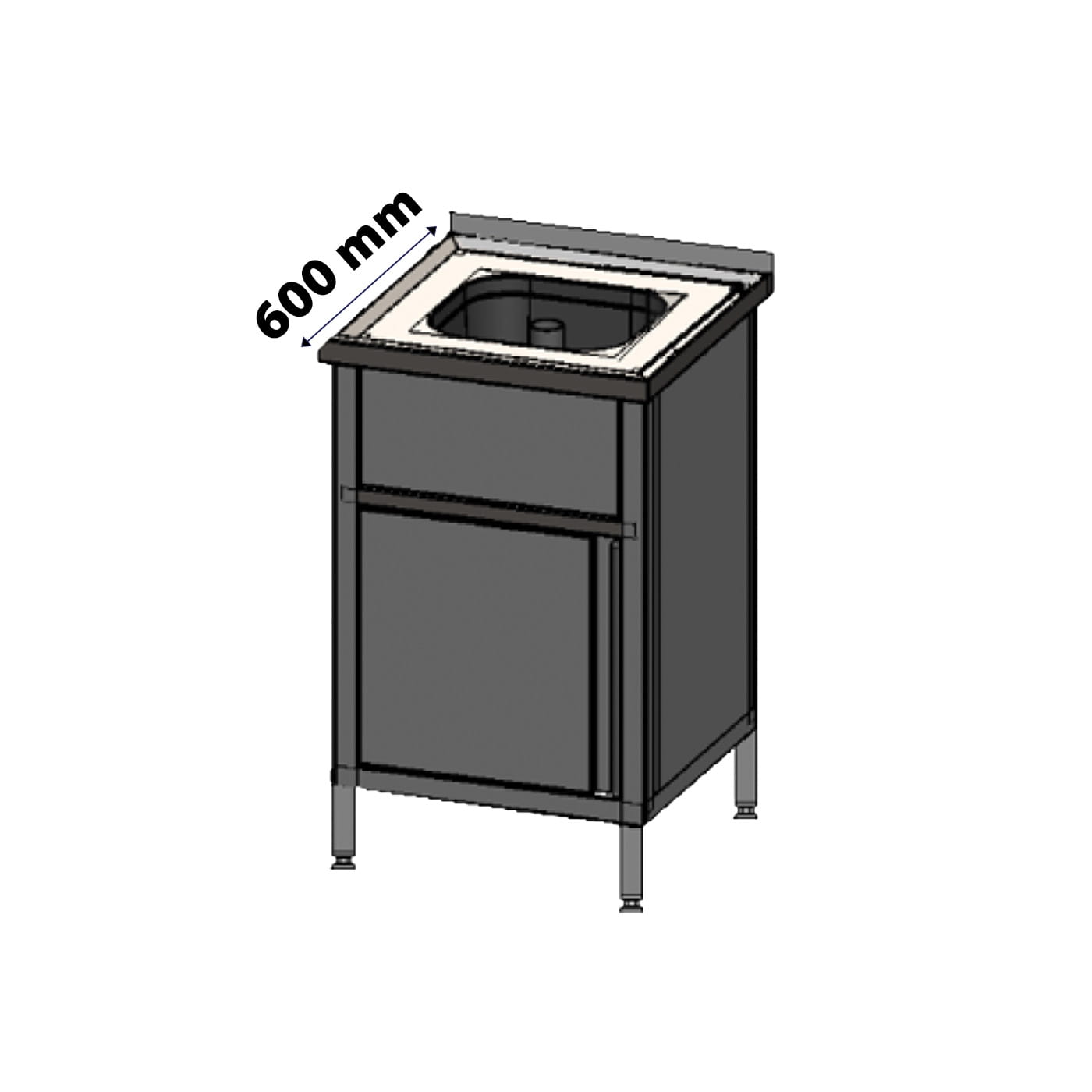 Handwaschbecken-Schrank, Türanschlag links, 600mm tief
