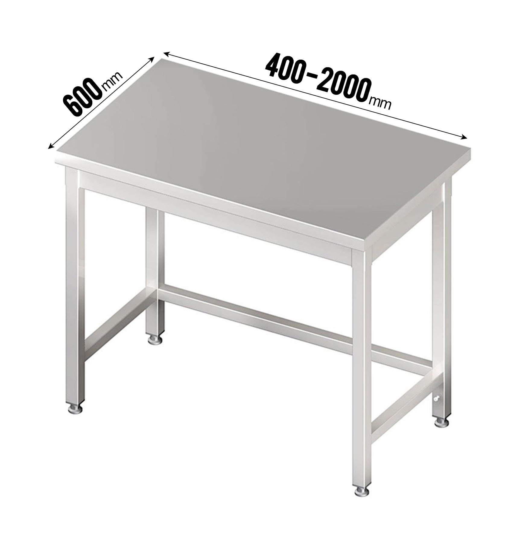 Arbeitstisch, ohne Aufkantung und Grundboden, mit Verstrebung, Tiefe 600mm