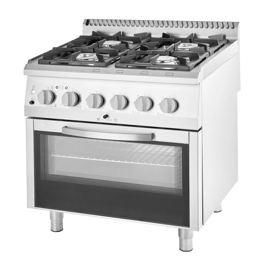 Effizienter Gas-Herd mit Umluft-Backofen GN 1/1 für Profi-Küchen