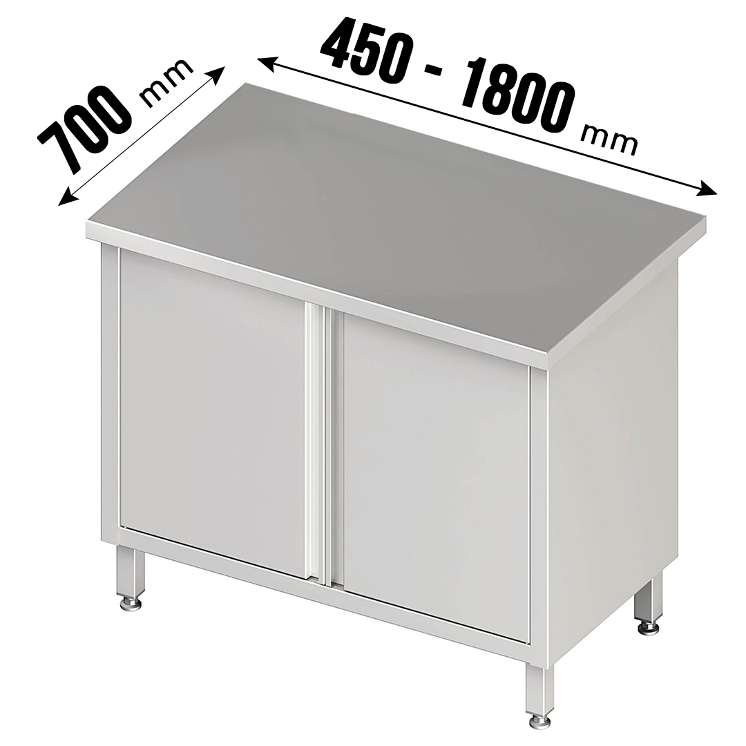 Arbeitsschrank, Flügeltüren, ohne Aufkantung, Einlegeboden, Tiefe 700mm