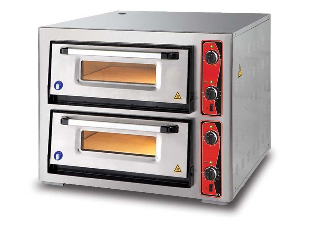 ECCO Pizzaofen, 2 Backkammern für je 4 Bleche Ø 340 mm, Schamottsteinboden, ohne analoge Temperatura