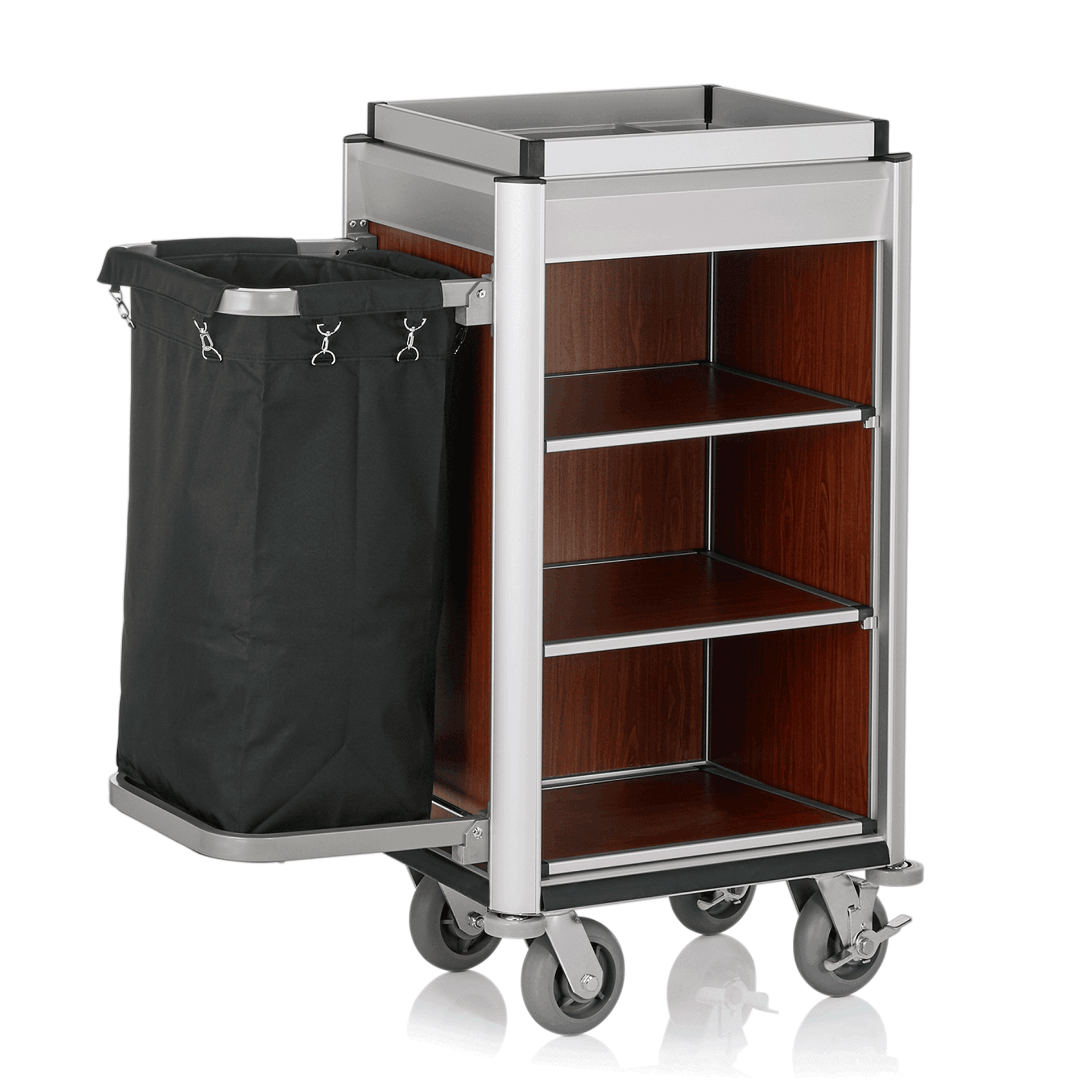 Zimmerservicewagen - 41 kg - Kantenprofile aus Aluminium
Borde und Seitenteile aus MDF in verschied