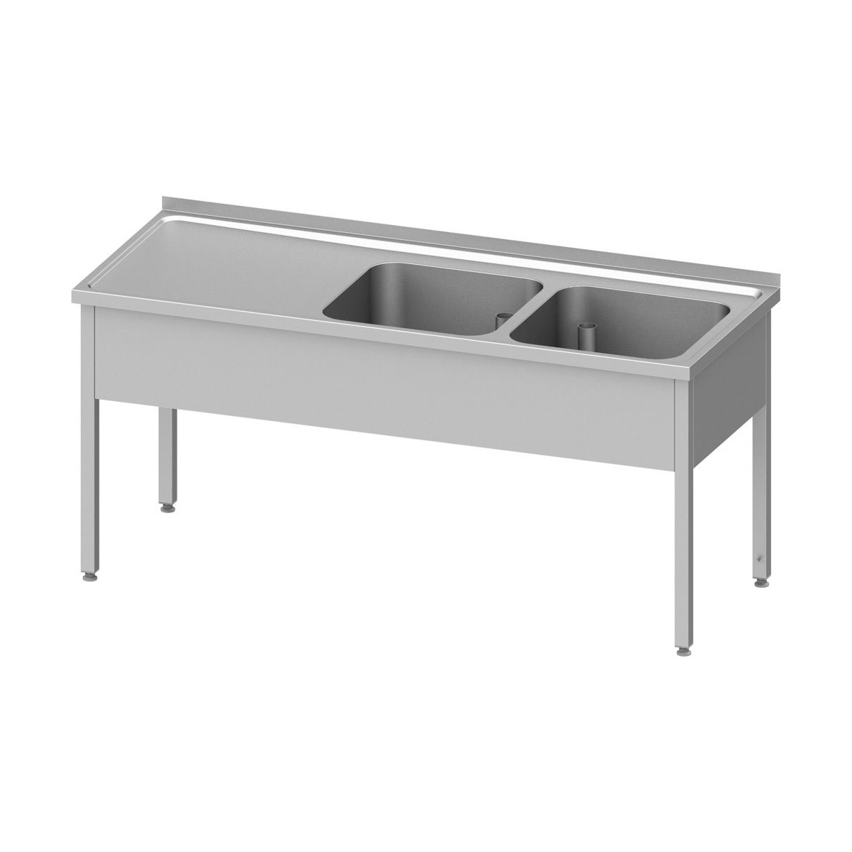 Spültisch, mit Aufkantung, mit zwei Becken, ohne Grundboden, inkl. Überlaufrohr