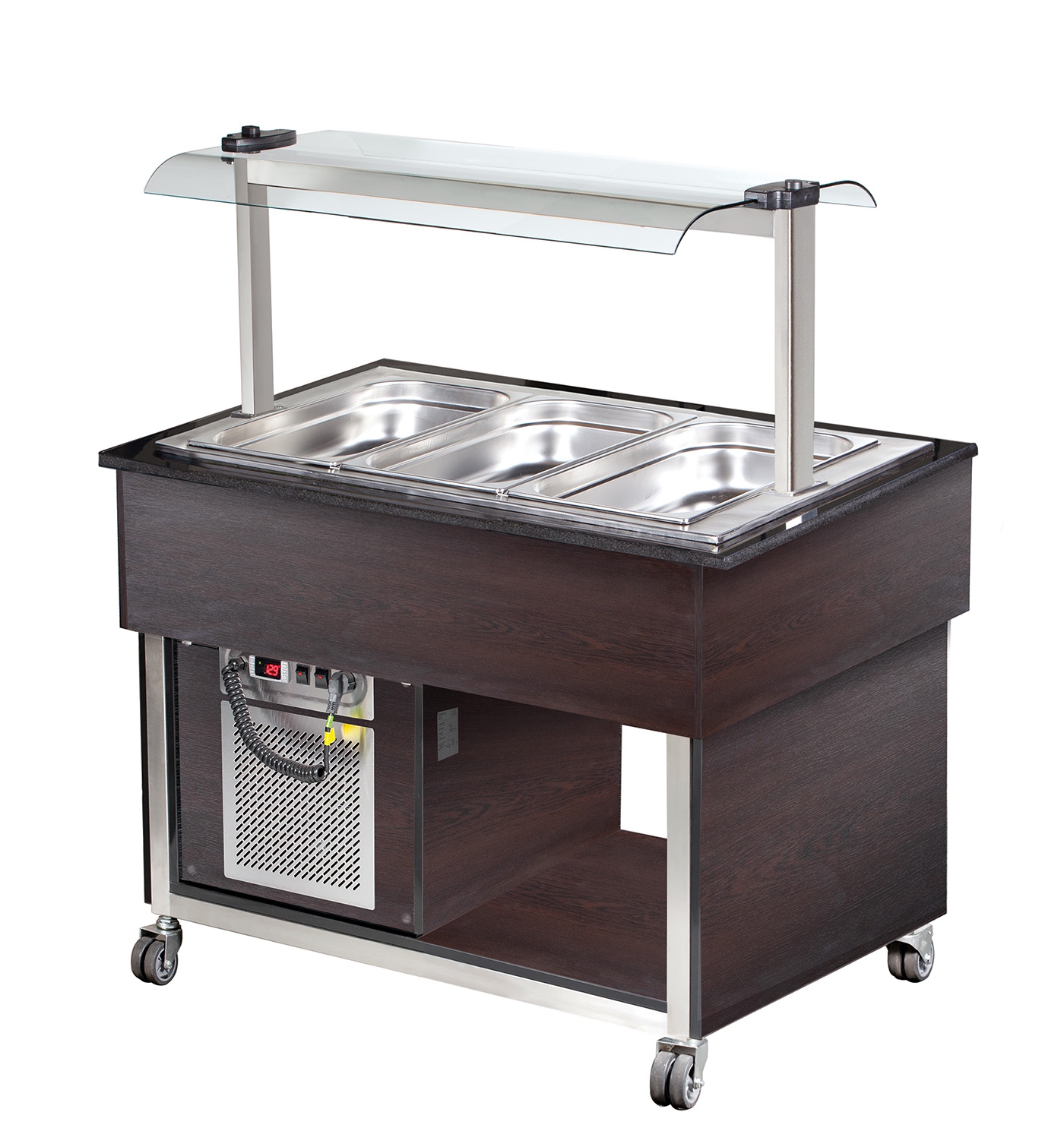 SOLOTEC Kaltbuffet 3/1 GN, +2 / +8°C, mit statischer Kühlung in Wenge-Optik