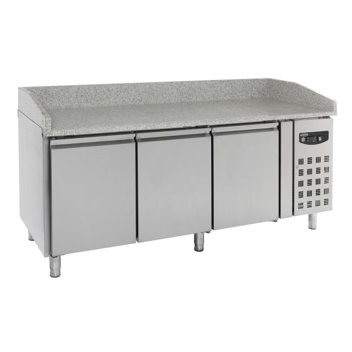 Pizzakühltisch, +2 bis +8 °C,  3 Türen, 580 Liter, Edelstahl