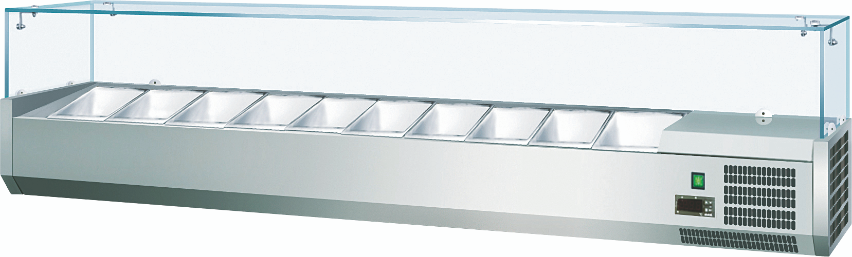 Kühlaufsatz 69 ltr. für 8x GN 1/3 mit Glasaufsatz, stille Kühlung