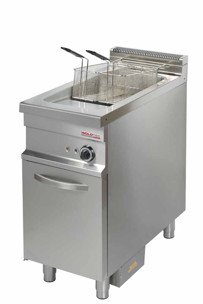 Gas-Fritteuse, 1 Becken 20 Liter,  Unterschrank mit Tür - SOLOTEC 900