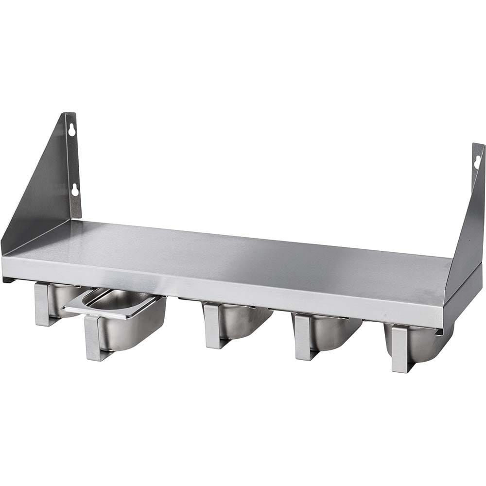 Wandbord, Edelstahl, inklusive 5 Edelstahl-Gewürzboxen mit Griff
