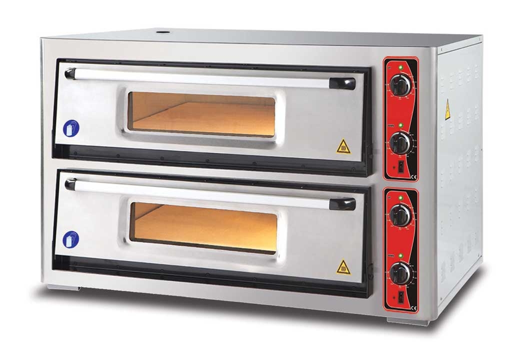 ECCO Pizzaofen, 2 Backkammern für je 9 Bleche Ø 300 mm, Schamottsteinboden, ohne analoge Temperatura