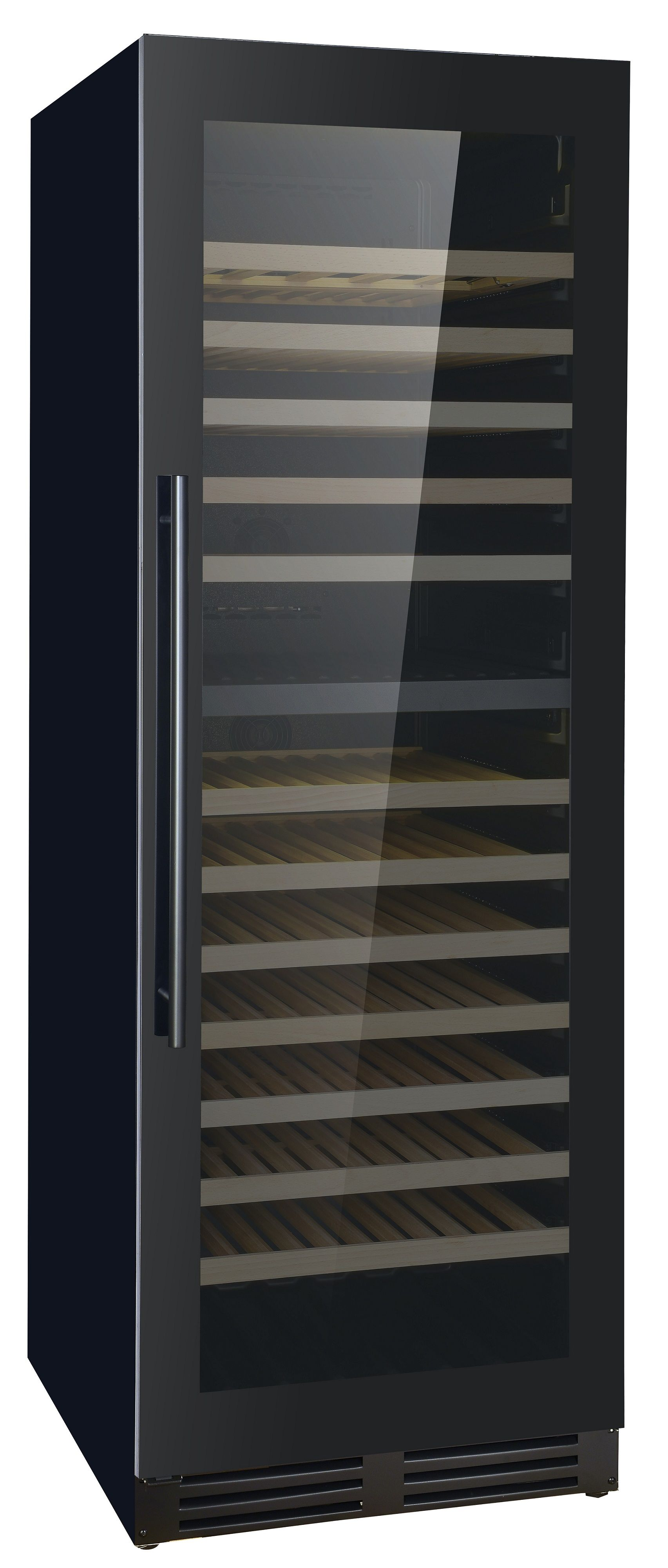 Weinkühlschrank, 379 Liter, bis 154 Flaschen, +5 bis +20 °C, 2 Zonen, 1 Glastür, Umluftkühlung