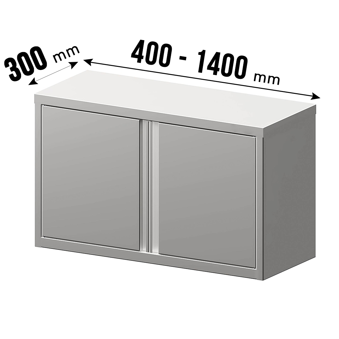 Wandhängeschrank, mit Flügeltüren, mit Zwischenboden höhenverstellbar, Edelstahl rostfrei