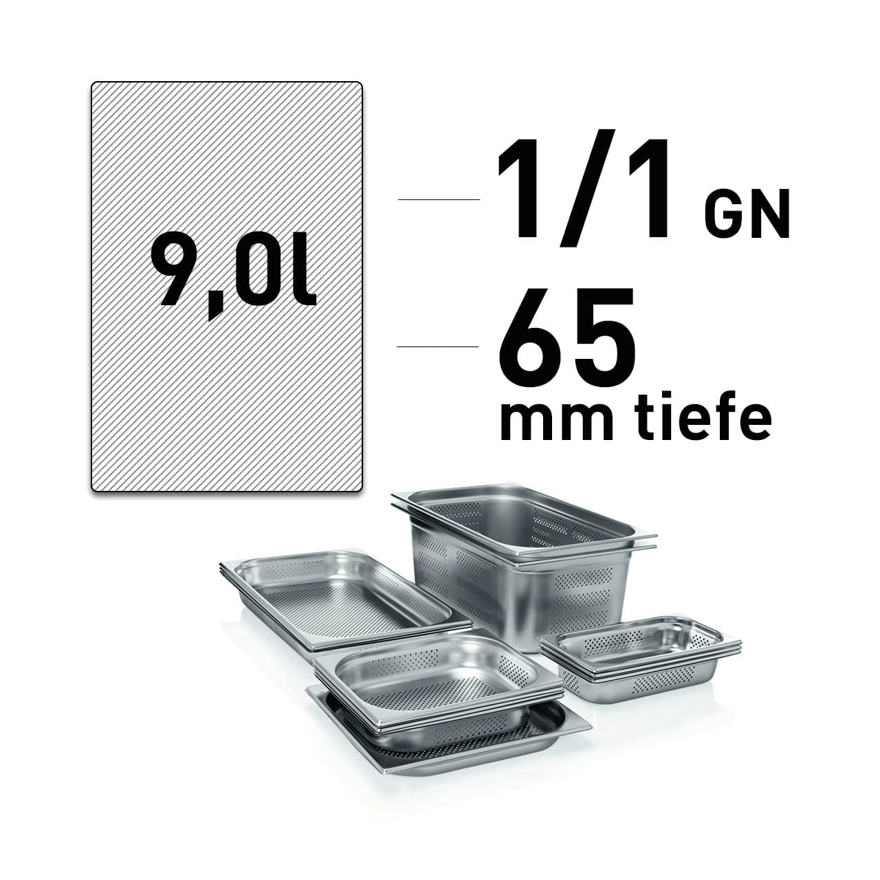 GN-Behälter, Edelstahl, Boden & Seiten gelocht, GN 1/1, 65 mm