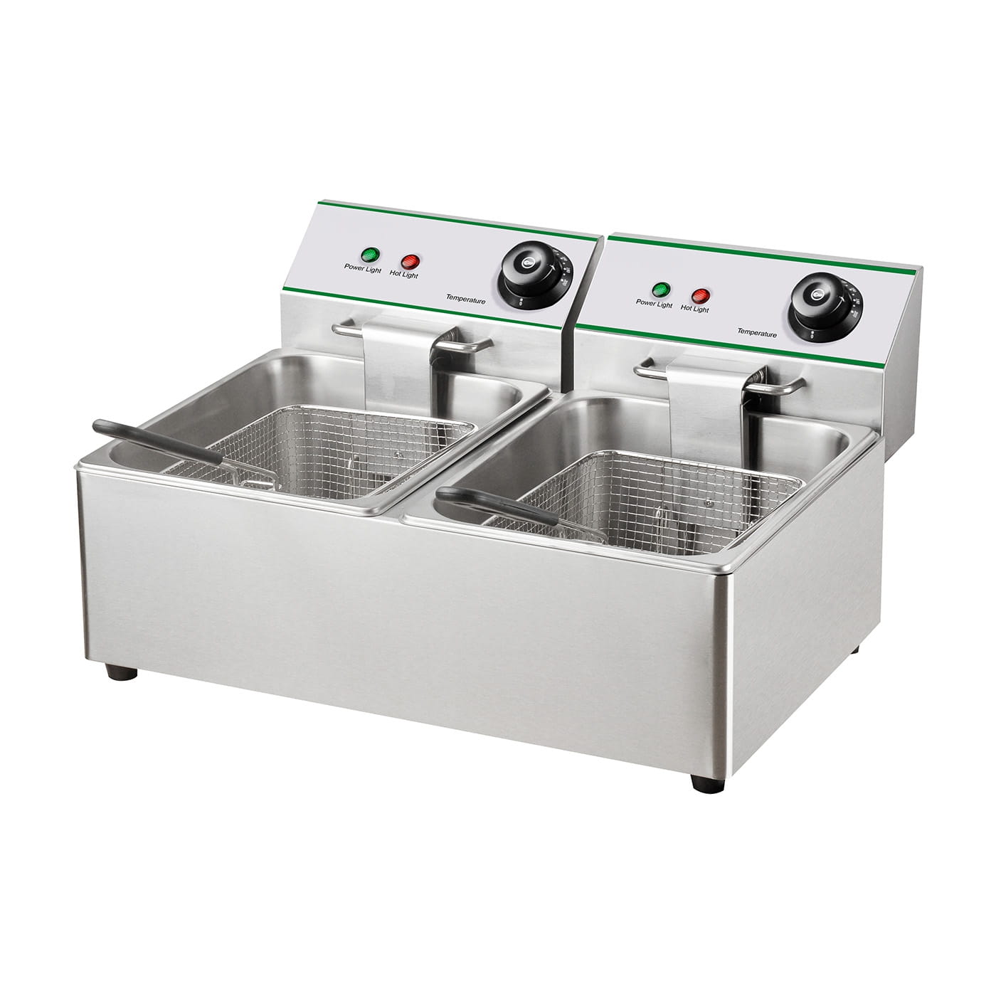 Fritteuse, elektrisch, Tischgerät, 2 x 2,85 kW, Nutzinhalt  2 x 12,6 Liter, Öl-Volumen 2 x 8,0 Liter