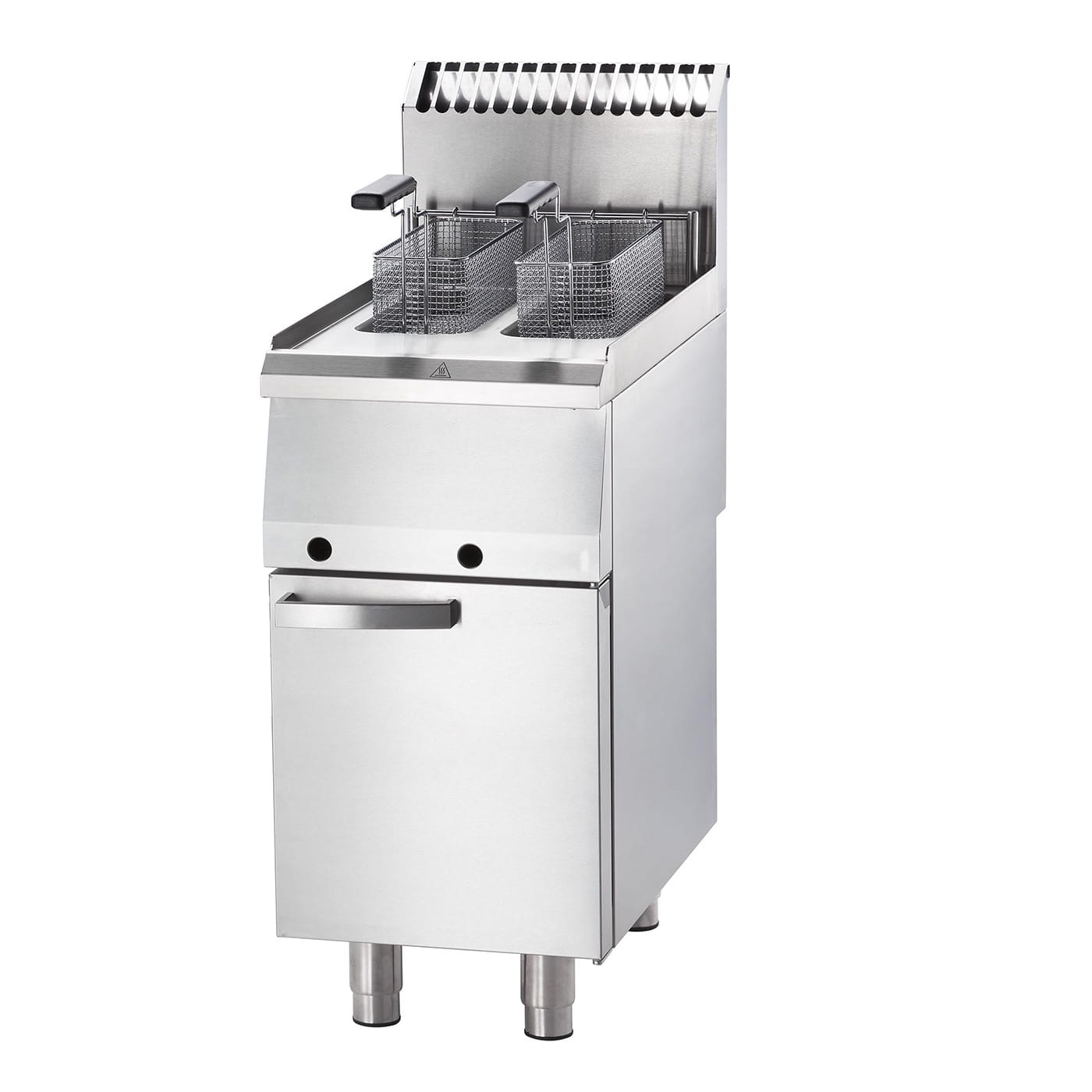 Gas-Fritteuse, 2 Becken, 2 x 7 Liter, Unterschrank - STOCK MEDIUM