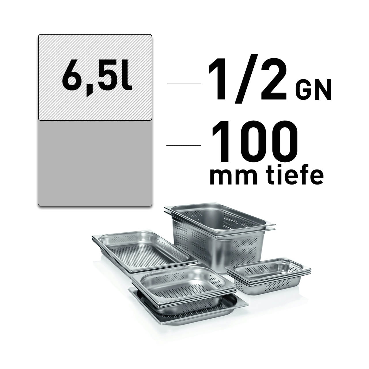 GN-Behälter, Edelstahl, Boden & Seiten gelocht, GN 1/2, 100 mm