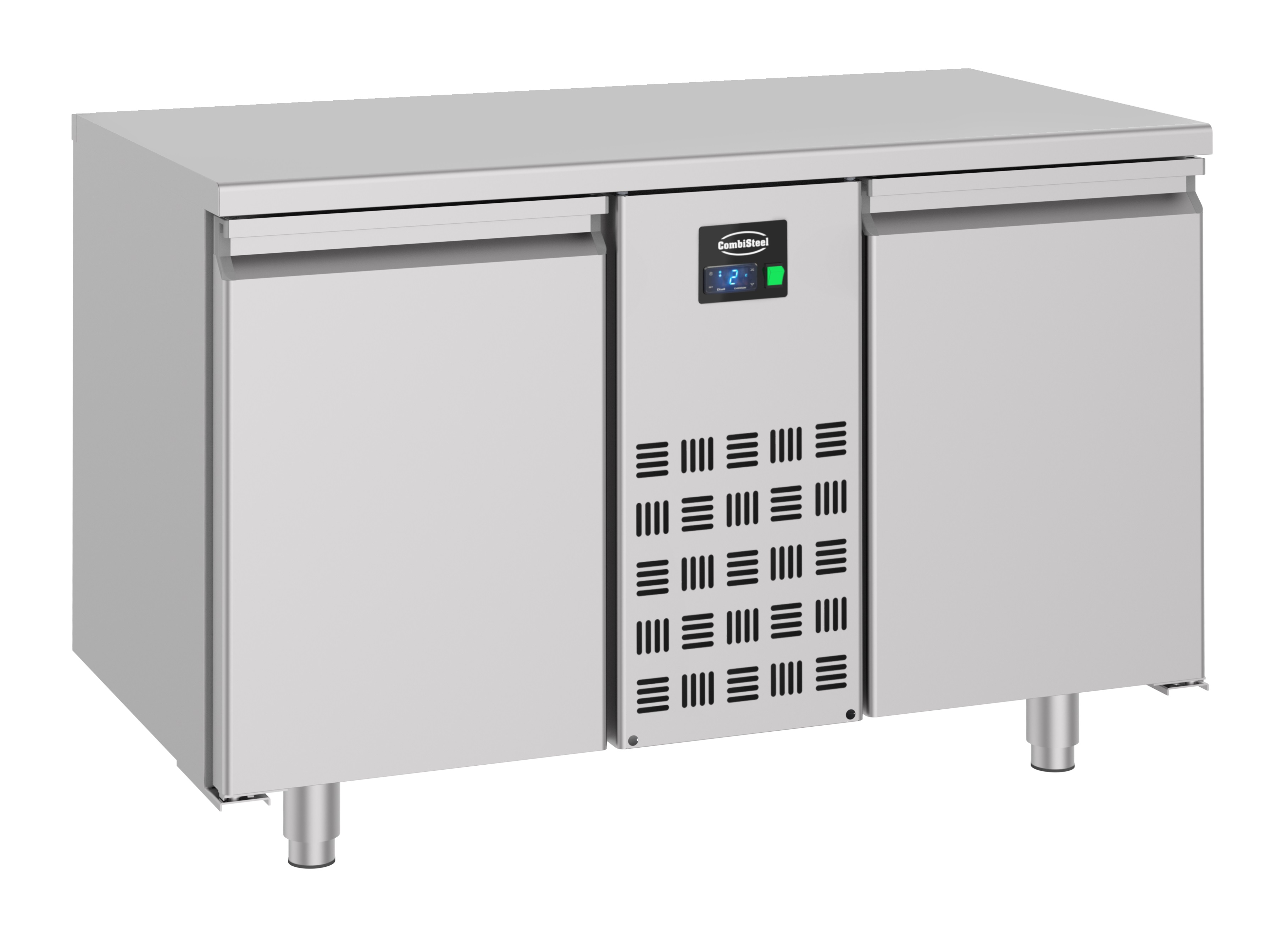 Kühltisch, 281 Liter, -2 bis +8 °C, 2 Türen, Edelstahl, Umluftkühlung, automatische Abtauung