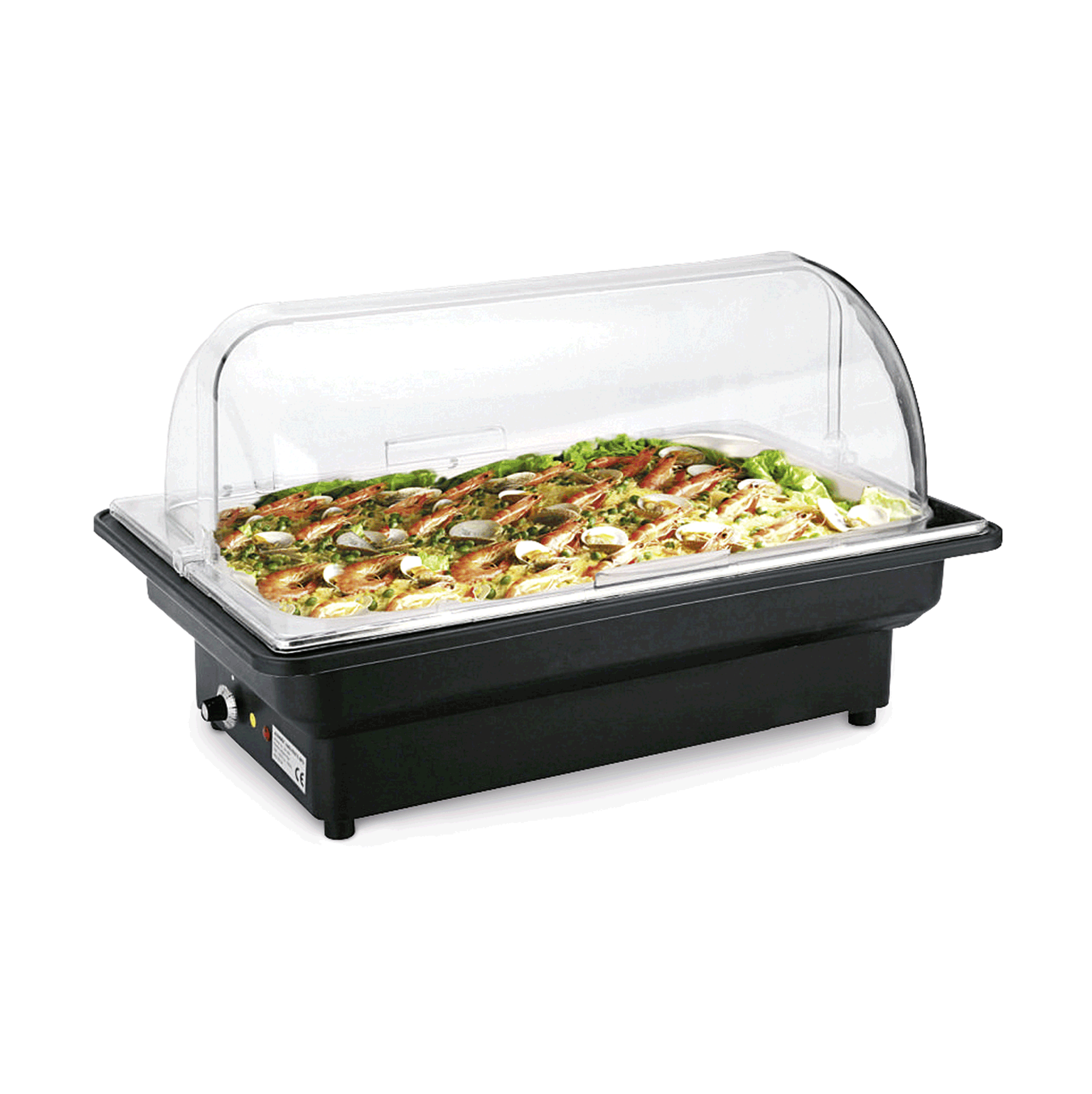 Elektro Chafing Dish - Kunststoff - mit Regelthermostat, GN Behälter 1/1 - 65 mm, mit PC Roll Top De