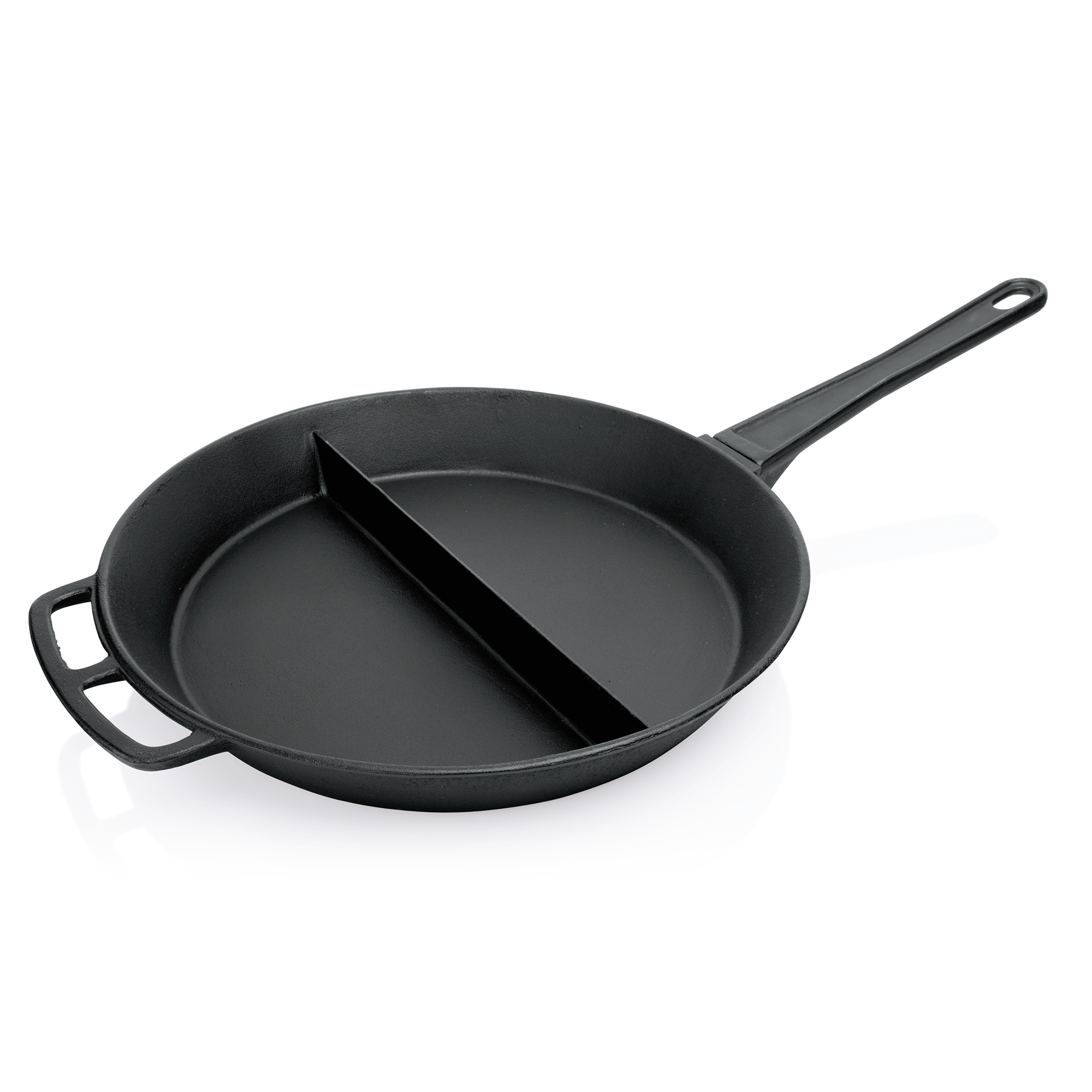 Eisenguss-Riesenpfanne, Ø 80cm, 2 feste Griffe ,mit Mittelsteg u.Stiel