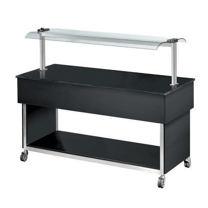 Neutral-Buffet mit Glasaufsatz und Beleuchtung, Ausführung schwarz, B: 1250 mm