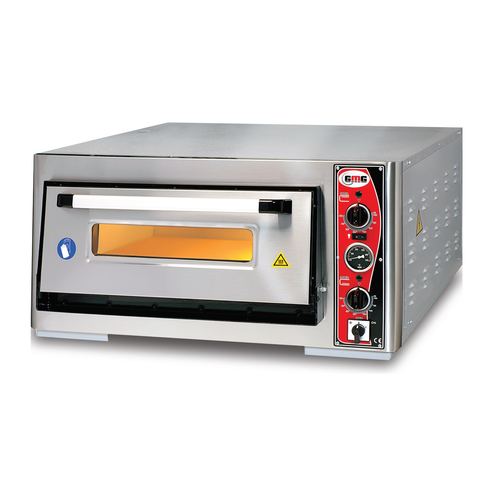 ECCO Pizzaofen, 1 Backkammer für 6 Bleche Ø 300 mm, Schamottsteinboden, analoge Temperaturanzeige