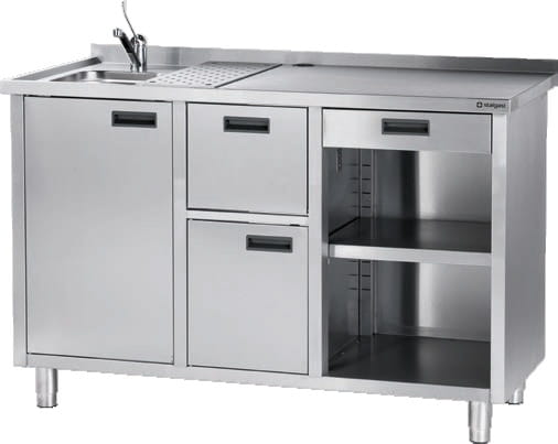 Kaffeemaschinenschrank mit Spülbecken Edelstahl
