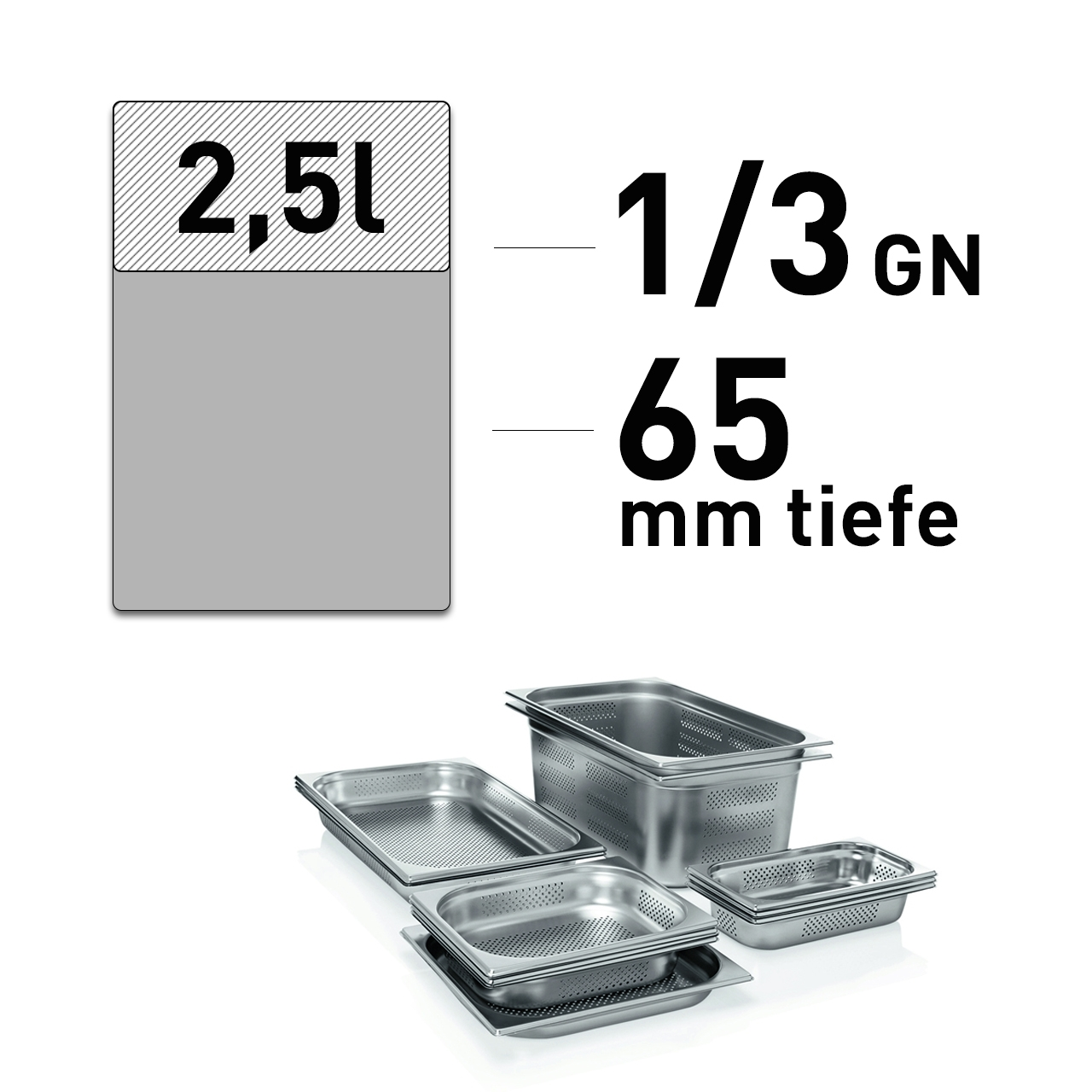GN Behälter, Edelstahl, Boden & Seiten gelocht, GN 1/3, 65 mm, ECO Line
