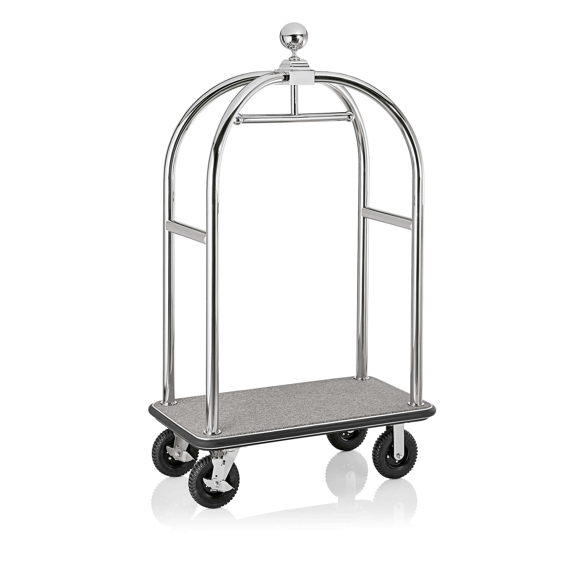 Gepäckwagen, Edelstahl, grau, integrierte Garderobenstange