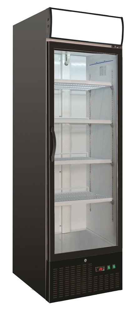 Getränke-Kühlschrank, schwarz, +2 bis +8°C, Umluftkühlung, 460 Liter