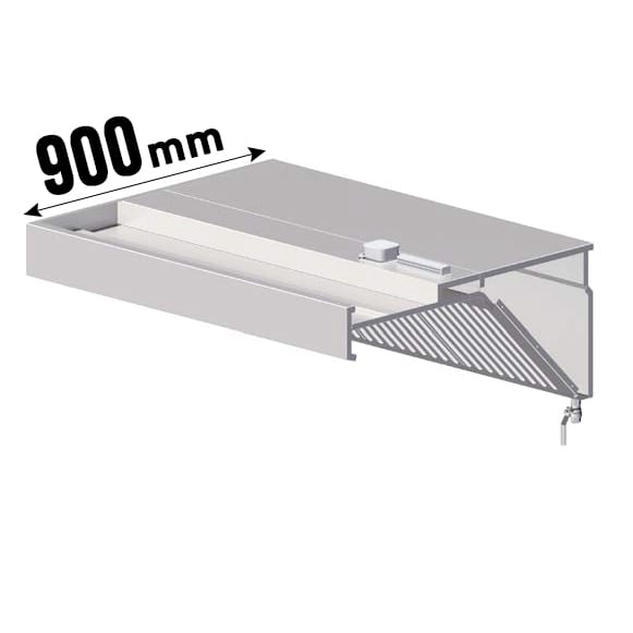 Wandhaube, Schrägform, mit Flammschutzfilter Typ B, 900mm Tiefe