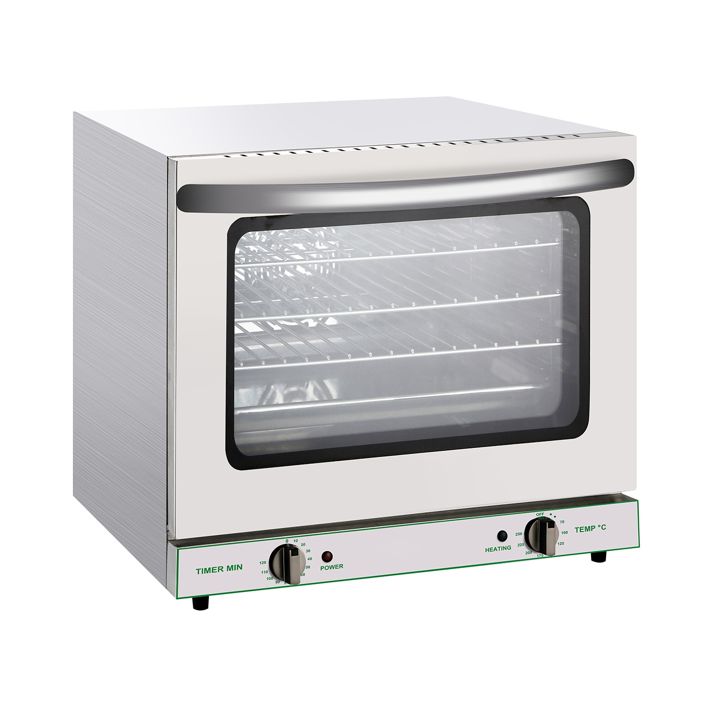 Heißluftofen, 2,8 kW, 66 Liter / 4 x 450 x 330 mm, Thermostat 65-260°C, Timer