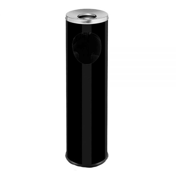 Standaschenbecher mit Papierkorb, Stahl, schwarz